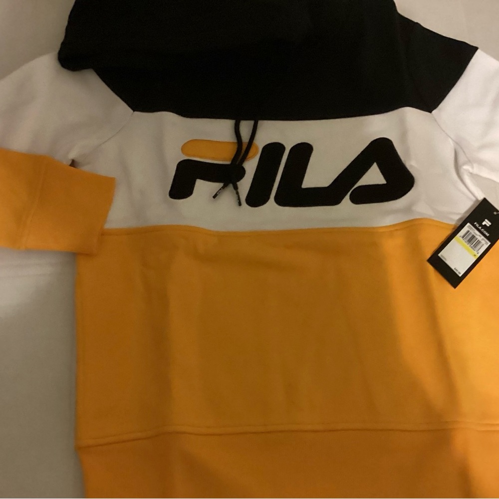 Ladies Fila Hoodie Color block gold, black and white Medium NWT